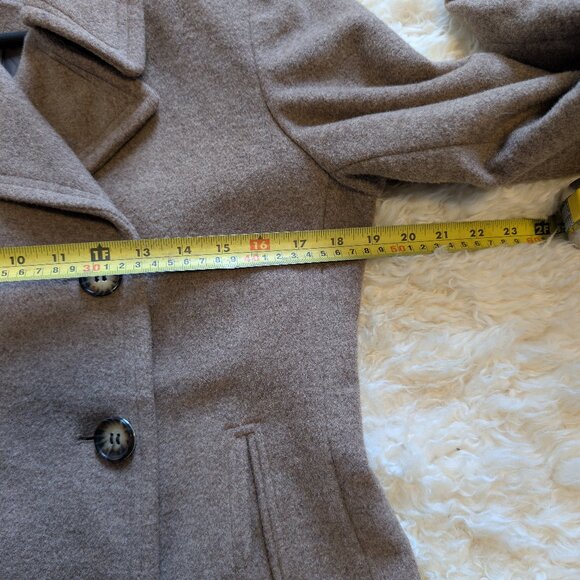 Vintage Calvin Klein Double Breasted Wool/Silk Pea Coat | Oat Women's Size 10 - Picture 10 of 15